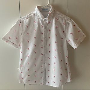 Denim & Flower Ricky Singh Flamingo Print Button-Up